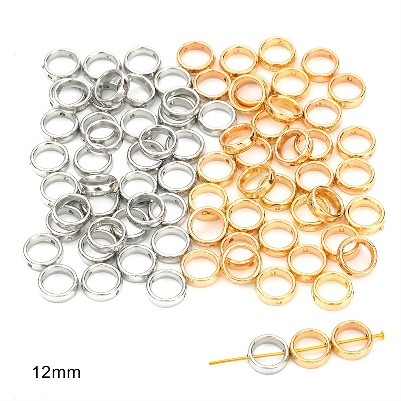 Hollow round 12mm electroplating gold + white K co