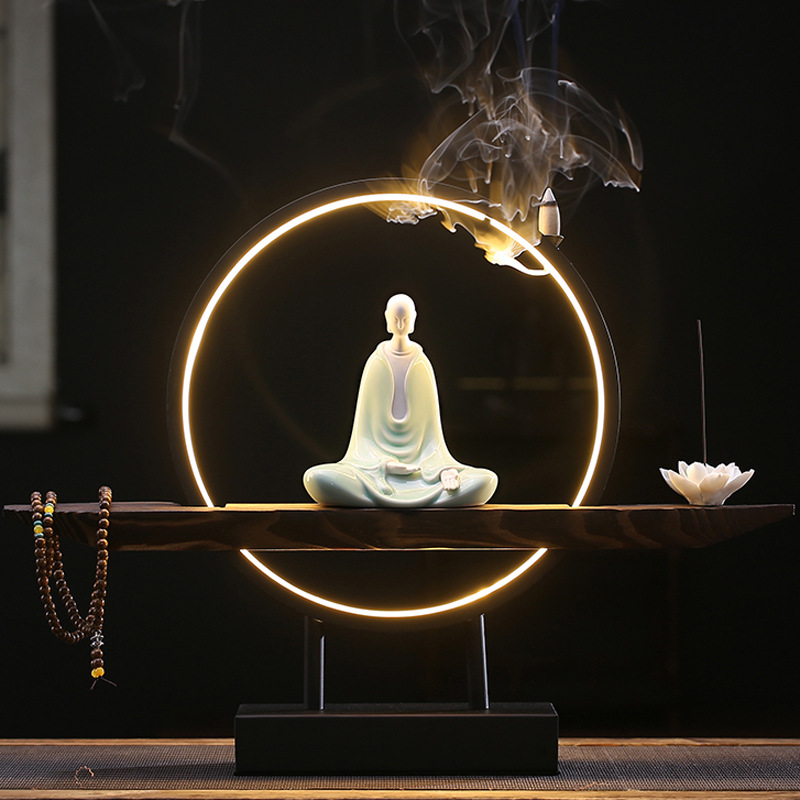 1:Zen Heart   Lamp Circle Wooden Base   Lotus   Buddha Beads