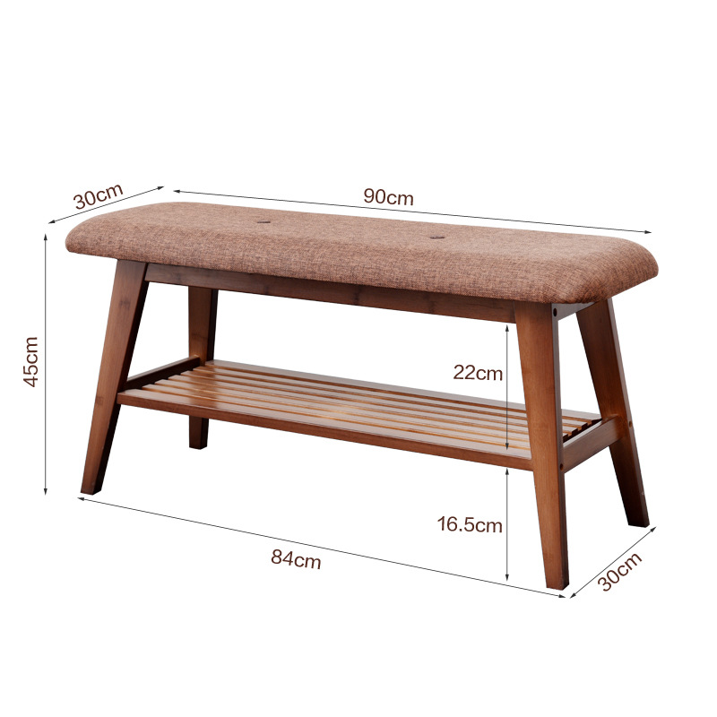90 long Nordic shoe changing stool (walnut color)