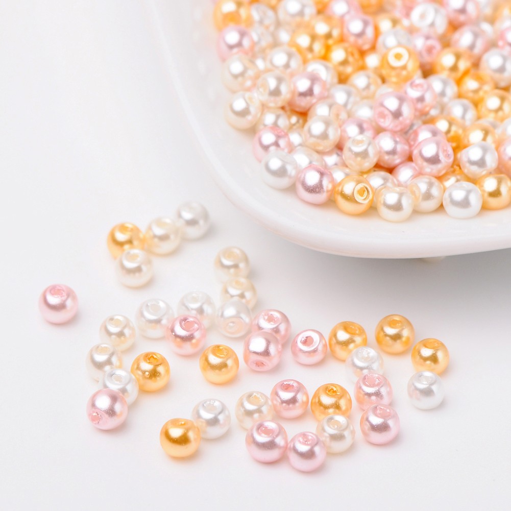 Pink gold mixed color 4mm, about 400 pieces / bag