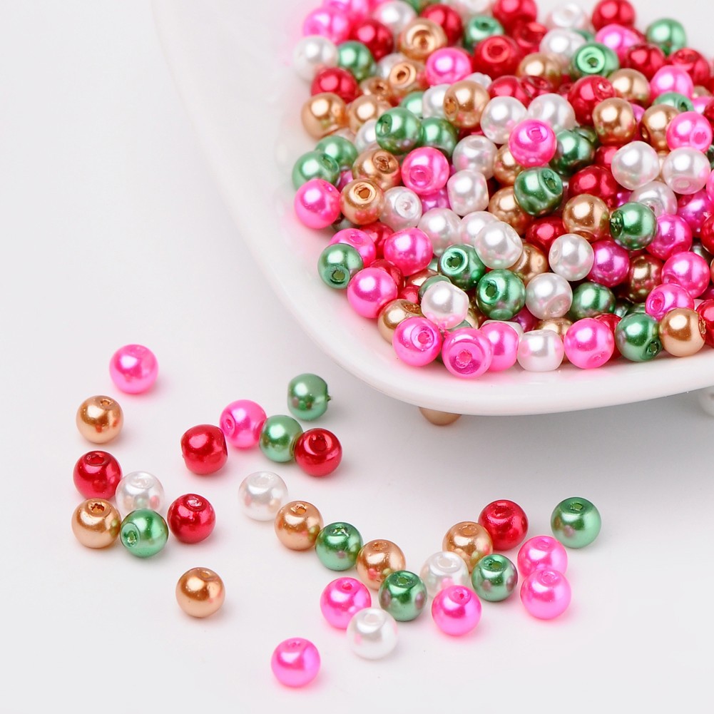 Pink green mixed color 4mm, about 400 pcs / bag