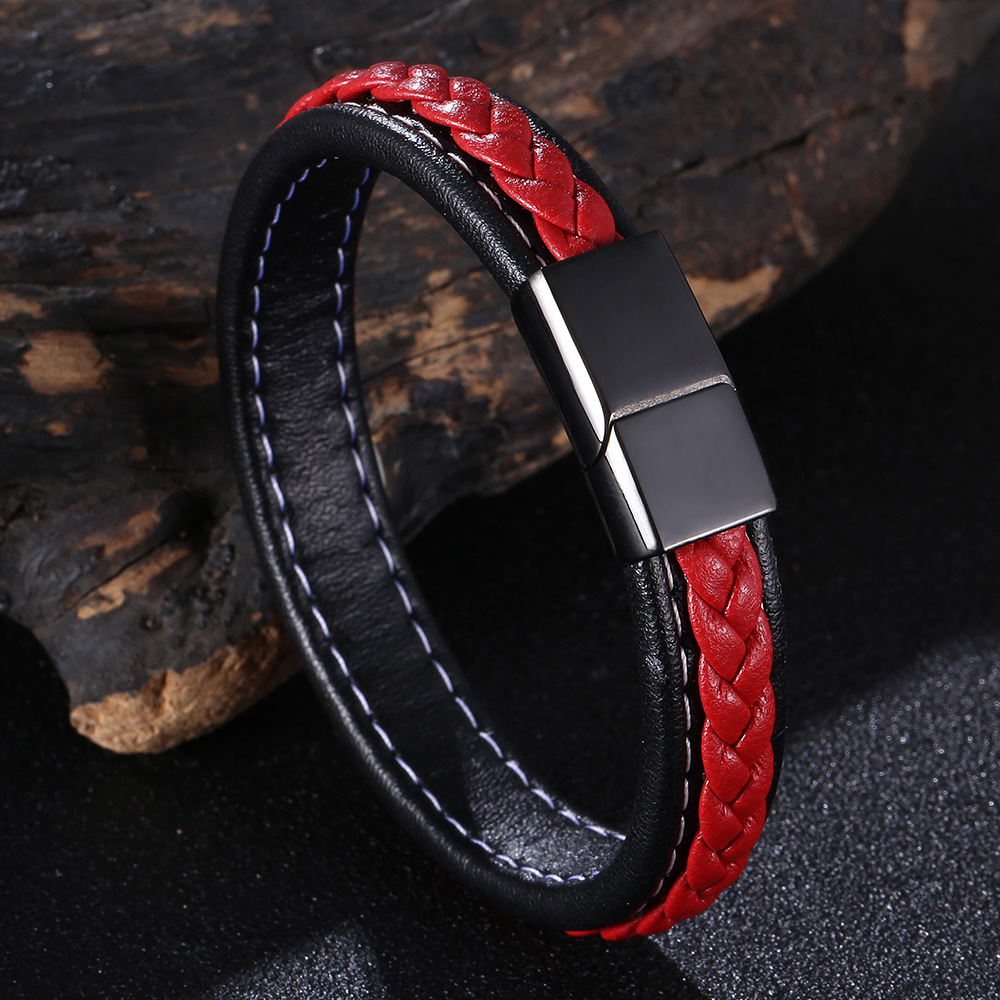 1:Black and red leather
