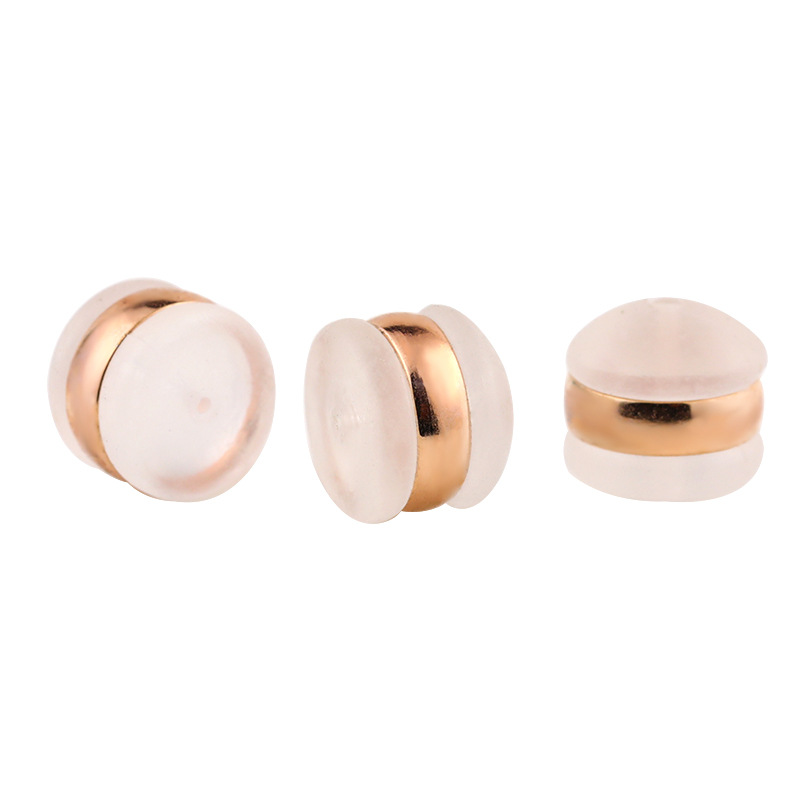 2:Set of camber ring transparent large ear plugs / rose gold