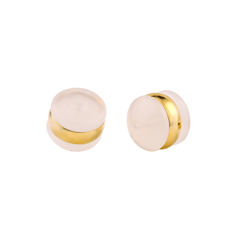 Set of camber ring milky white large ear plugs/gold
