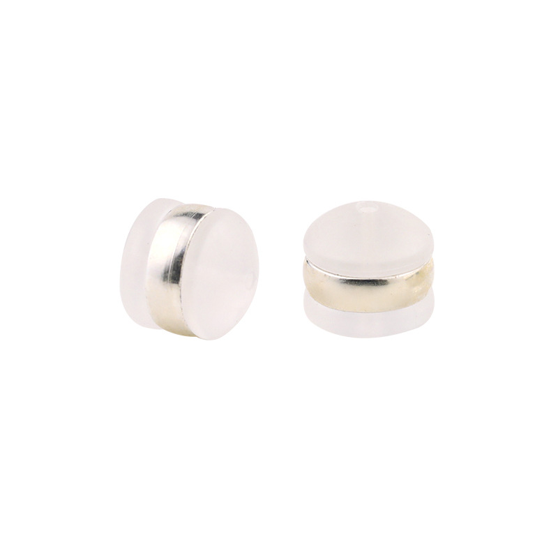 Set of camber ring milky white large ear plugs/silver