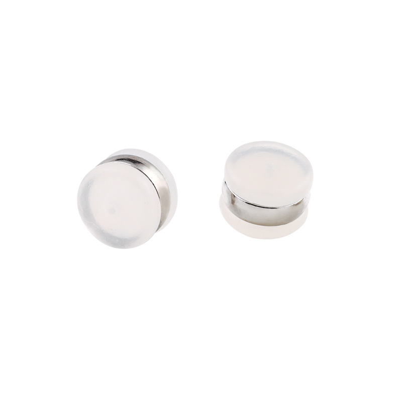 Set of camber ring milky white large ear plugs/steel color