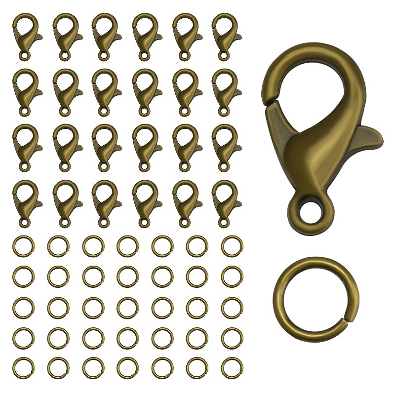 4:Bronze set 50 lobster clasps, 120 closed loops