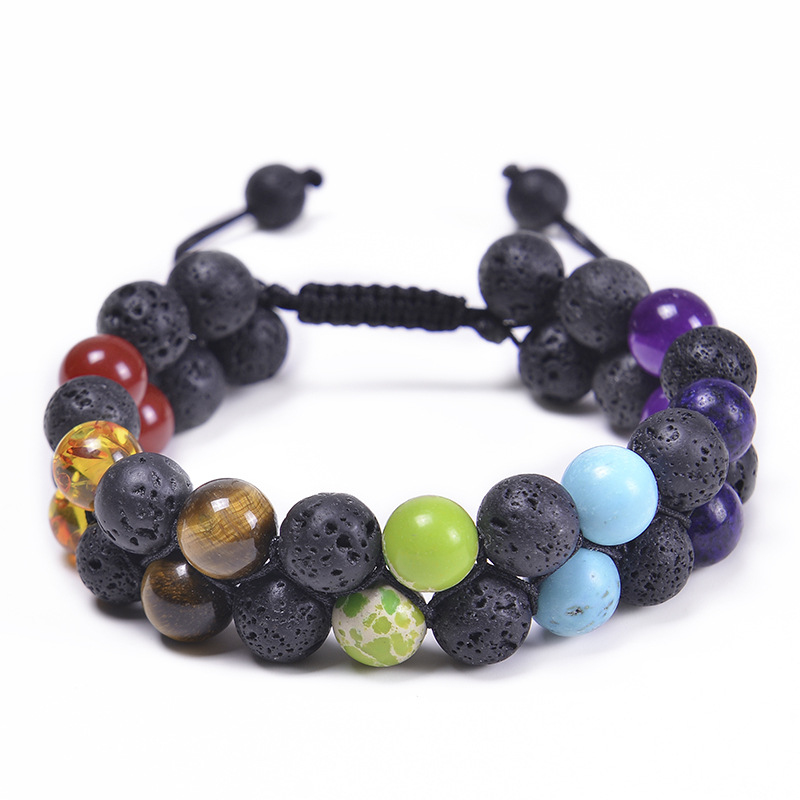 10MM- seven color stone   volcanic stone bracelet