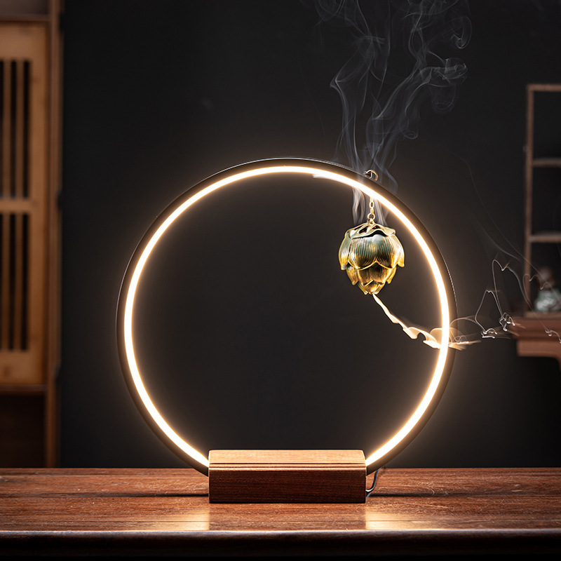 Lamp circle [diameter 40cm] wooden base + hanging