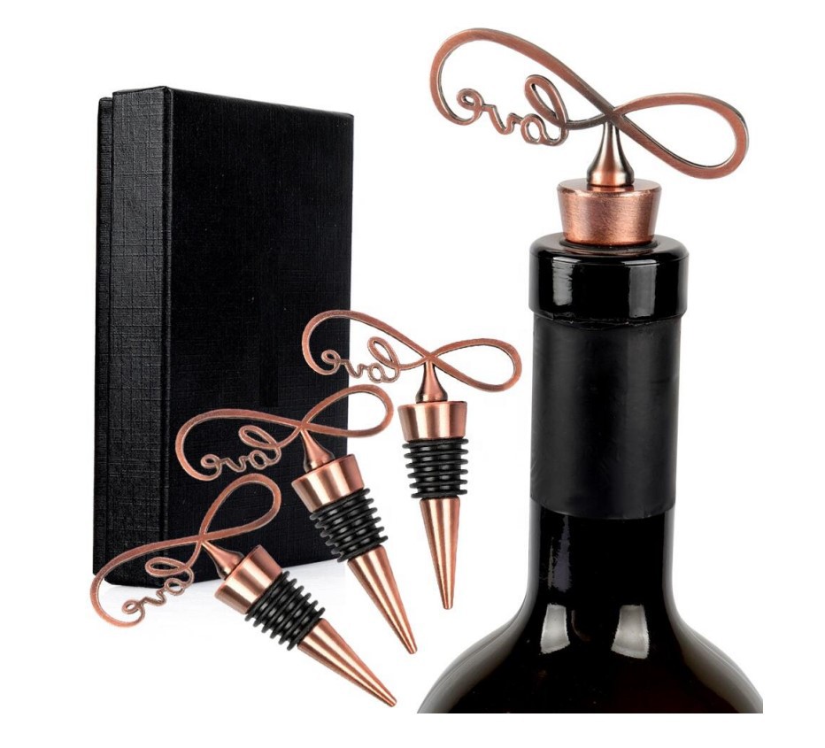 Bronze color love type wine plug three black gift boxes