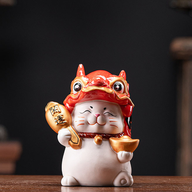 Dragon wealth cat ( red ) 10*8.5*13cm