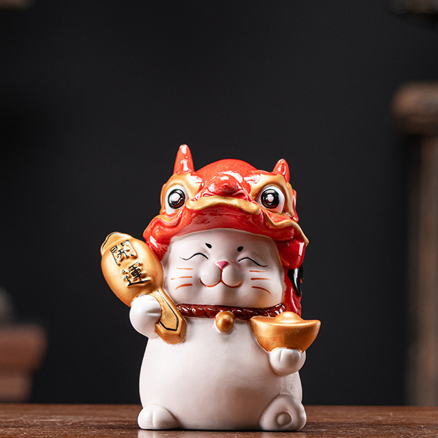 Dragon wealth cat ( red ) 10*8.5*13cm