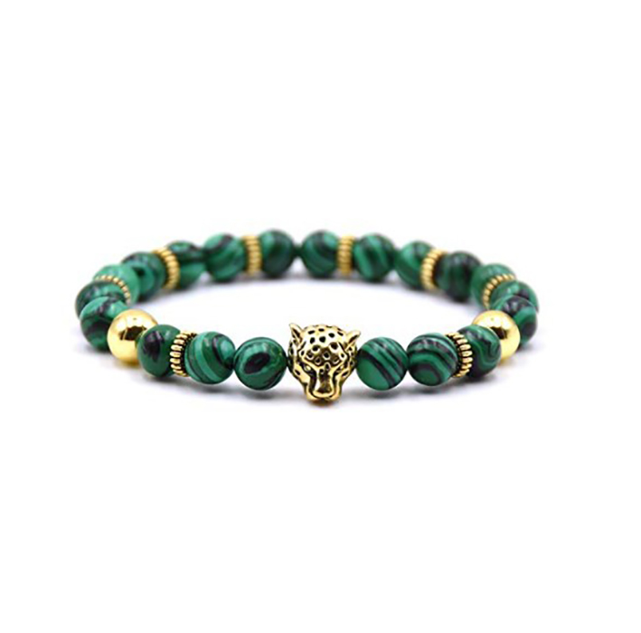 Gold leopard malachite bracelet