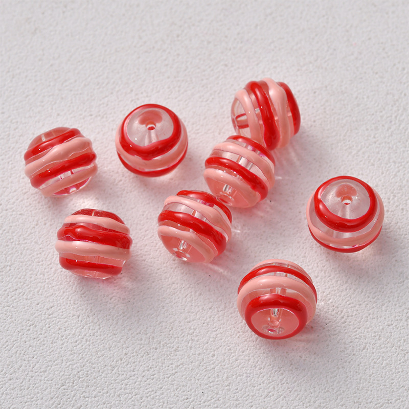1:Pink and pink striped beads