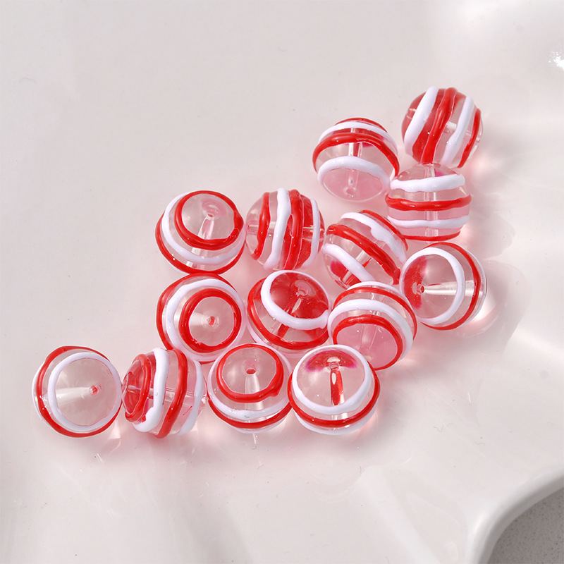 3:red and white striped beads