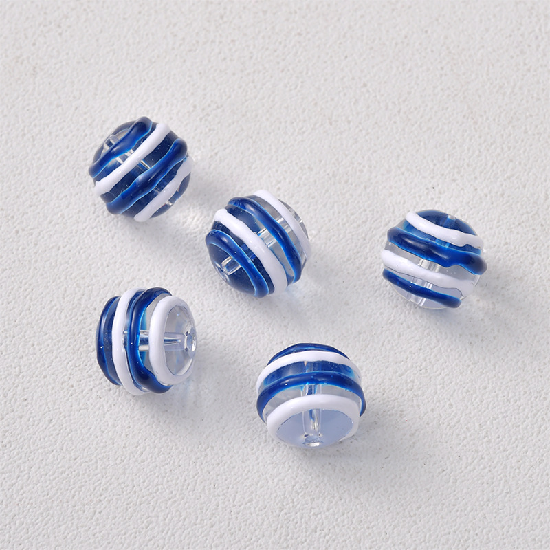 4:blue and white striped beads