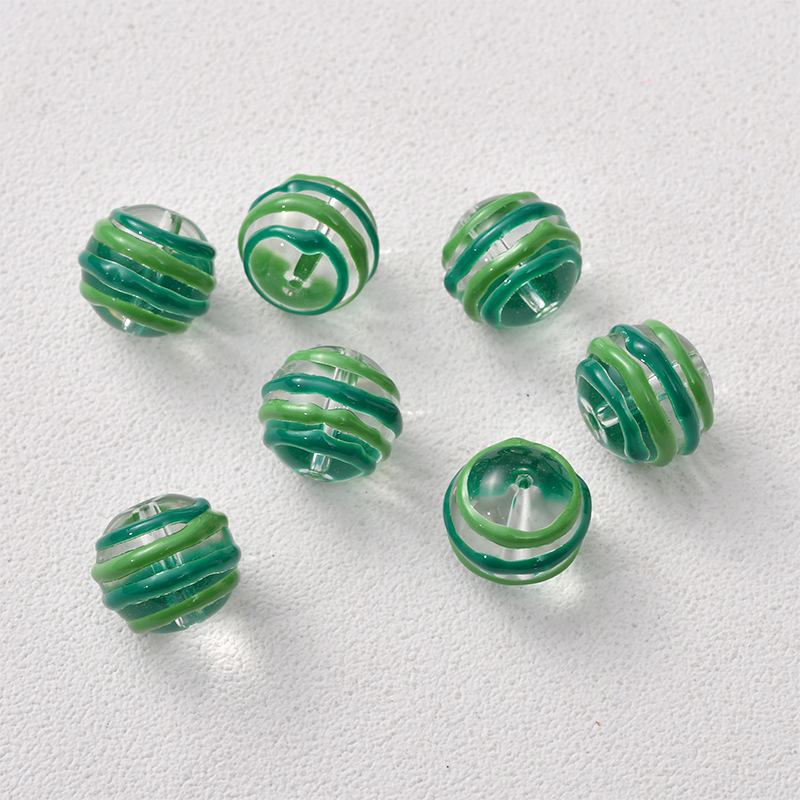 5:green striped beads