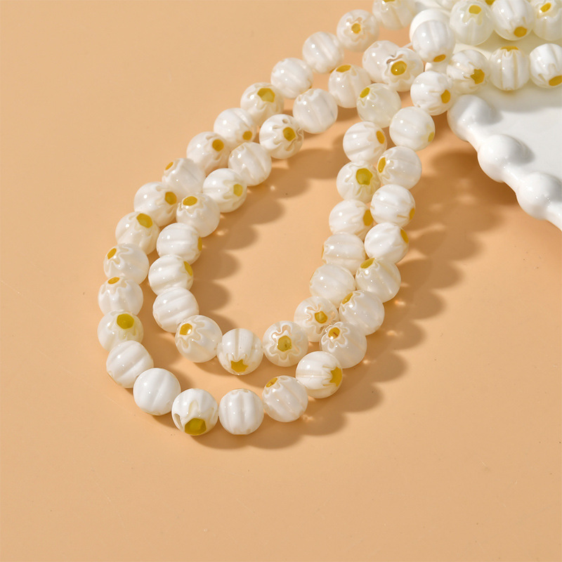white flower beads