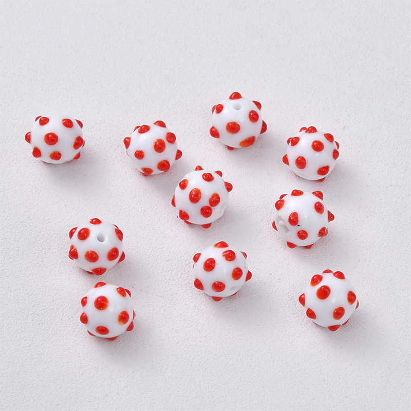 white dotted beads