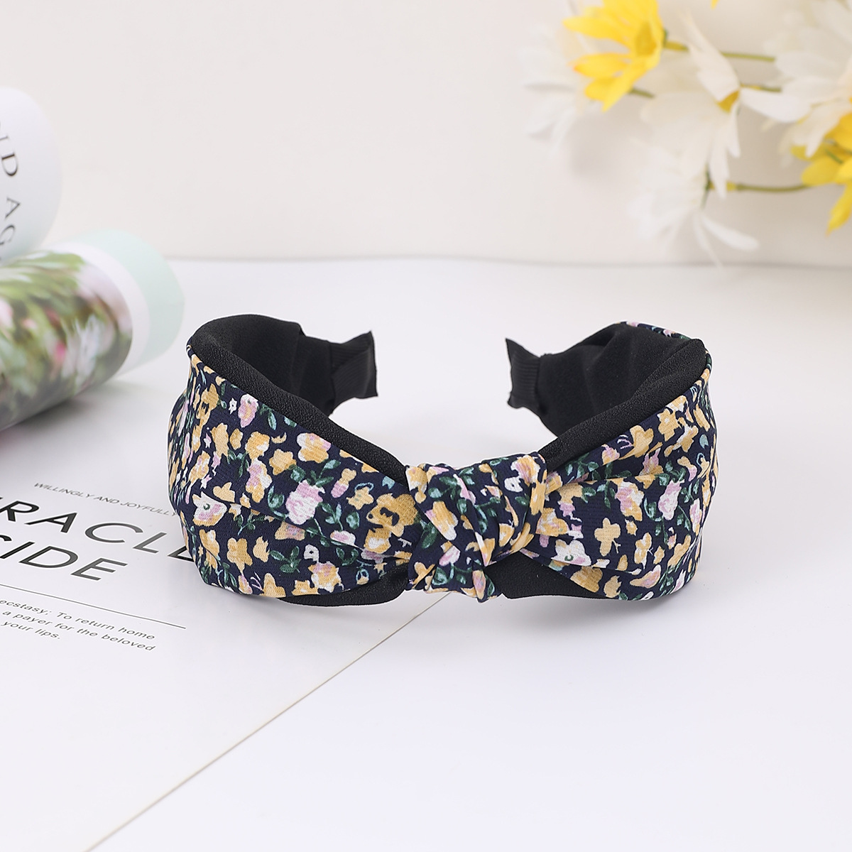 black floral color matching knot