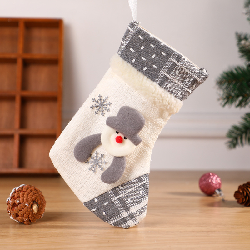 Grey and white socks snowman