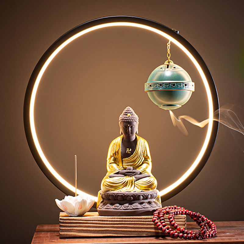 1:USB dual-purpose plug - full set of golden robe Buddha statue   hanging ball lamp