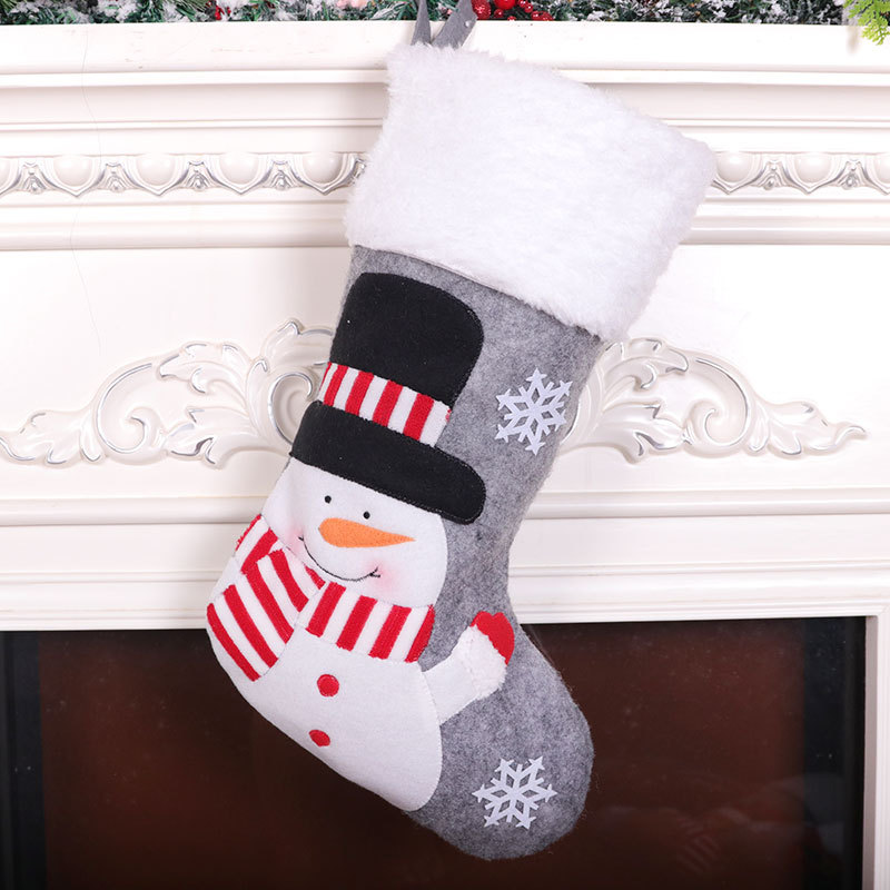 Grey Christmas Stocking Snowman