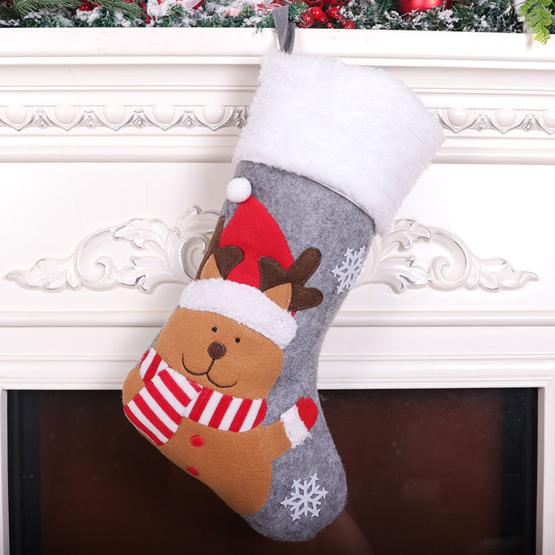 3:grey christmas sock deer