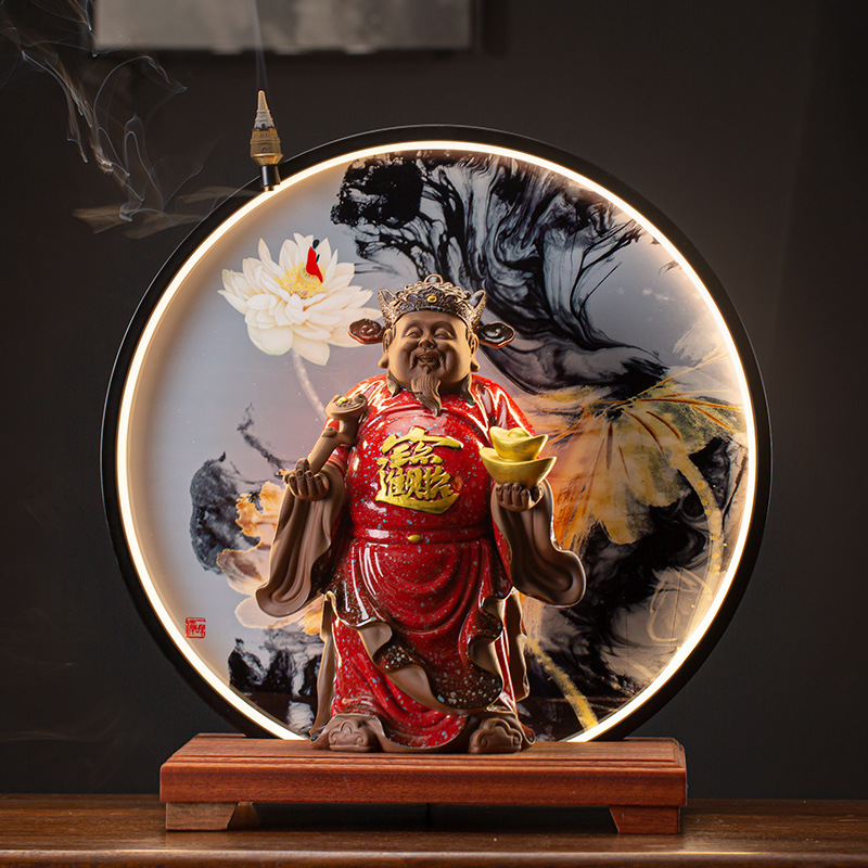 God of Wealth-Red Robe Lamp Circle Complete Set