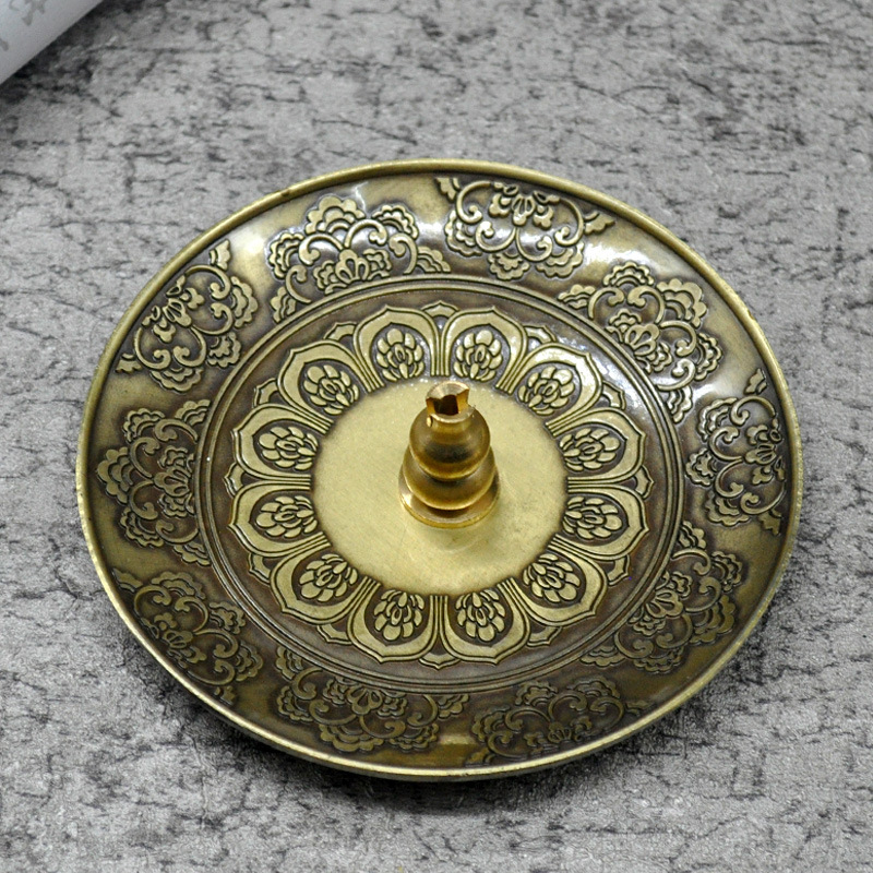 Lotus incense plate green + copper gourd