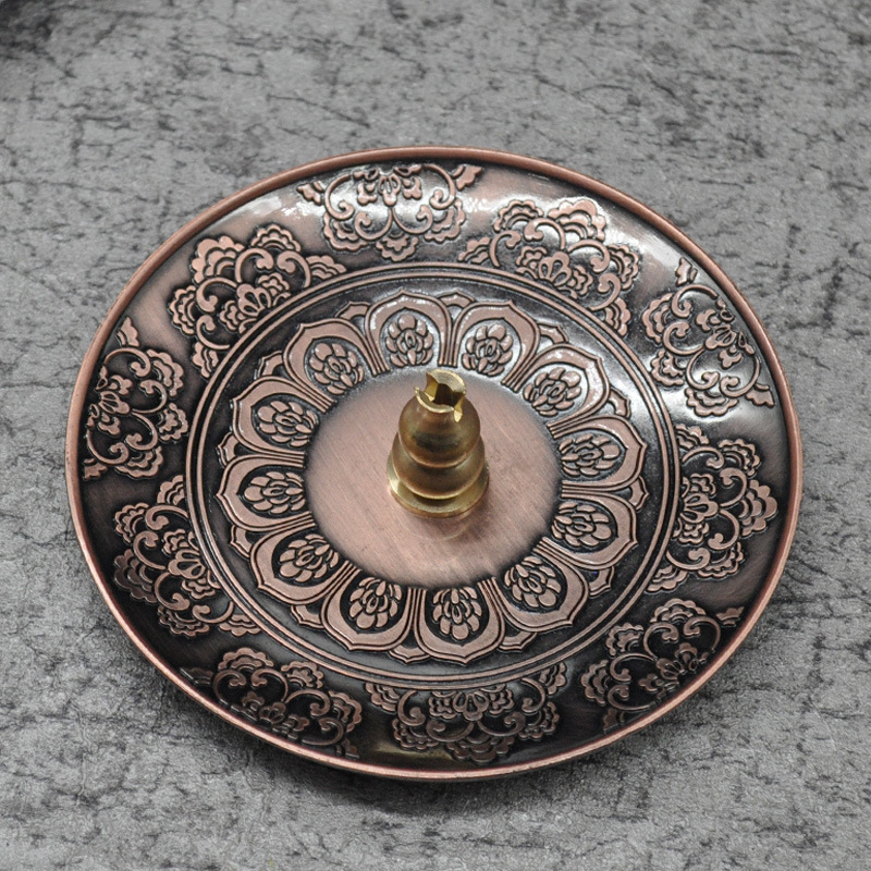2:Lotus incense plate red   copper gourd