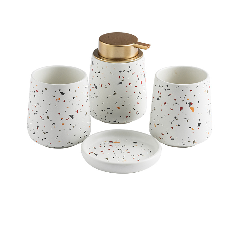 Conical terrazzo set of four