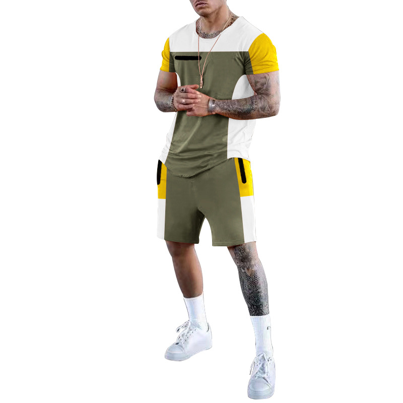 Army green with white and yellow