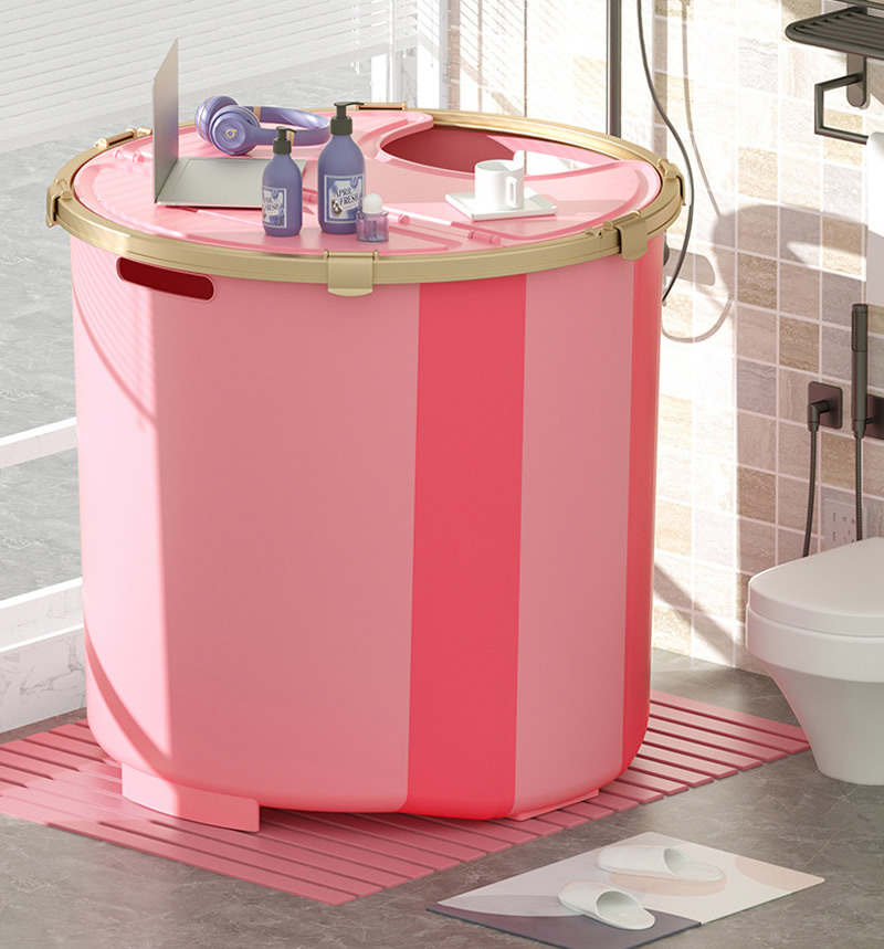 pink with lid and stool