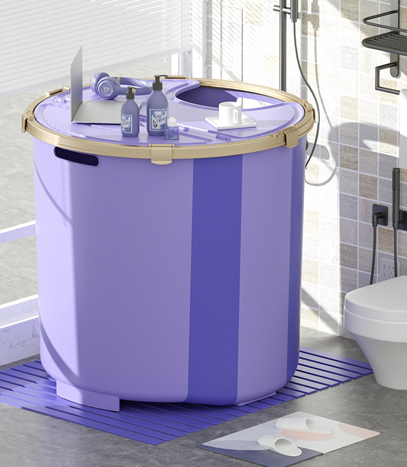 purple with lid and stool