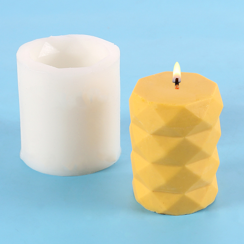 Diamond Texture Round Candle Silicone Mold