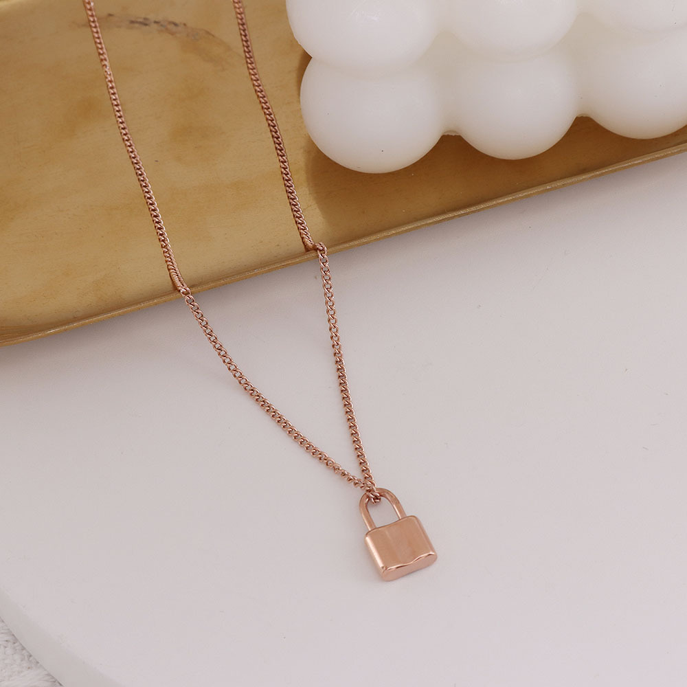 Section C-P449 Rose Gold Concave Lock Necklace