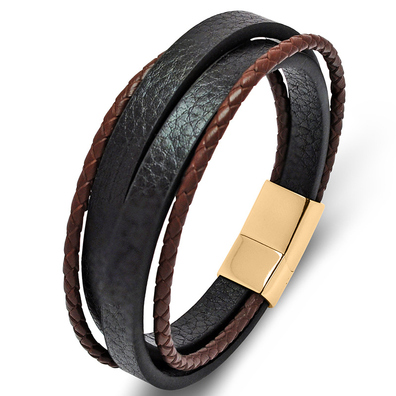 Black brown leather [gold] 23cm