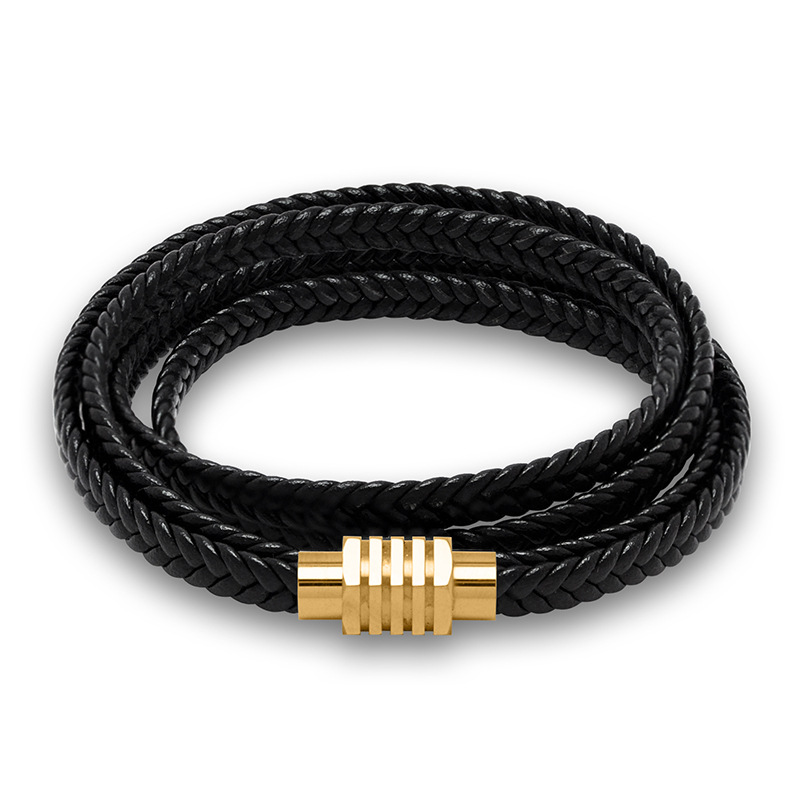 Black leather [gold] inner ring 16.5cm