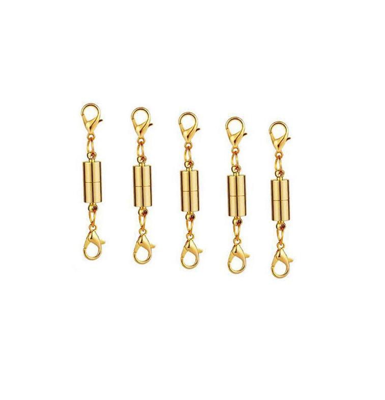 Double lobster clasp golden cylinder 6mm