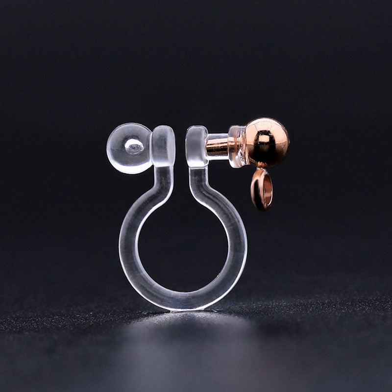 One bead and one metal pin / rose gold flat hanging ring