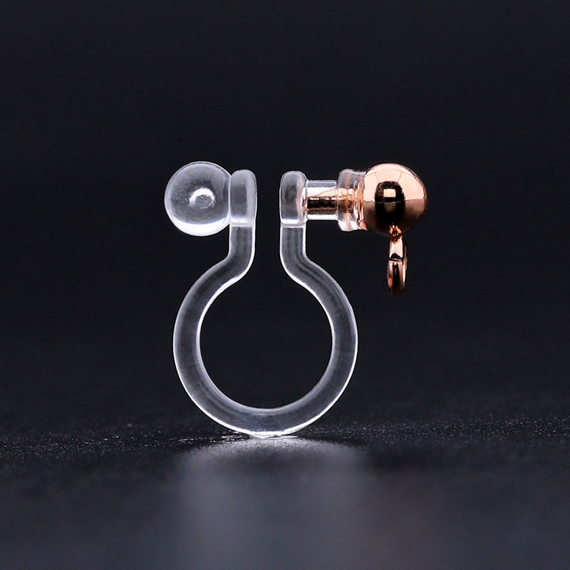One bead and one metal pin/rose gold flat hanging open ring