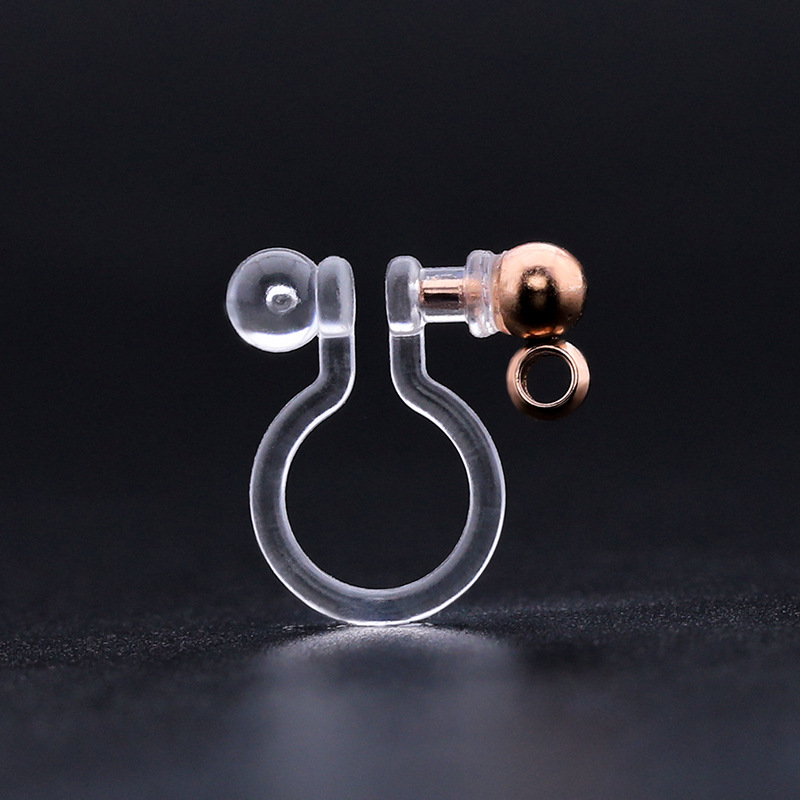 One bead and one metal pin / rose gold vertical hanging ring