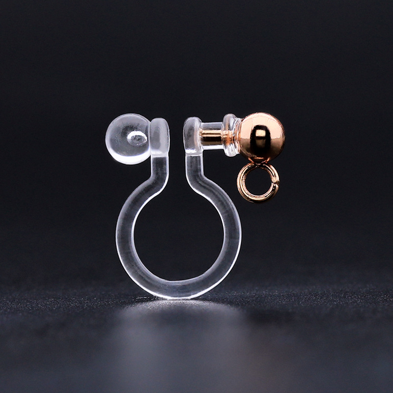 8:One bead and one metal pin/rose gold vertical open ring