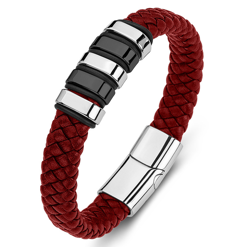 8:Red Leather [Steel and Black]