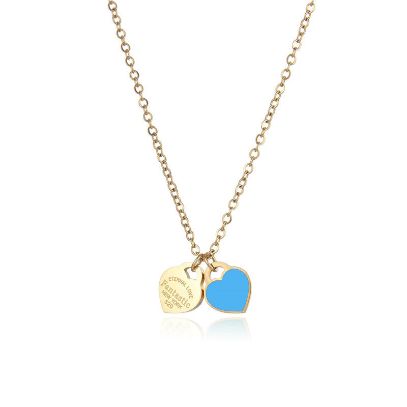 2:Double peach heart gold blue