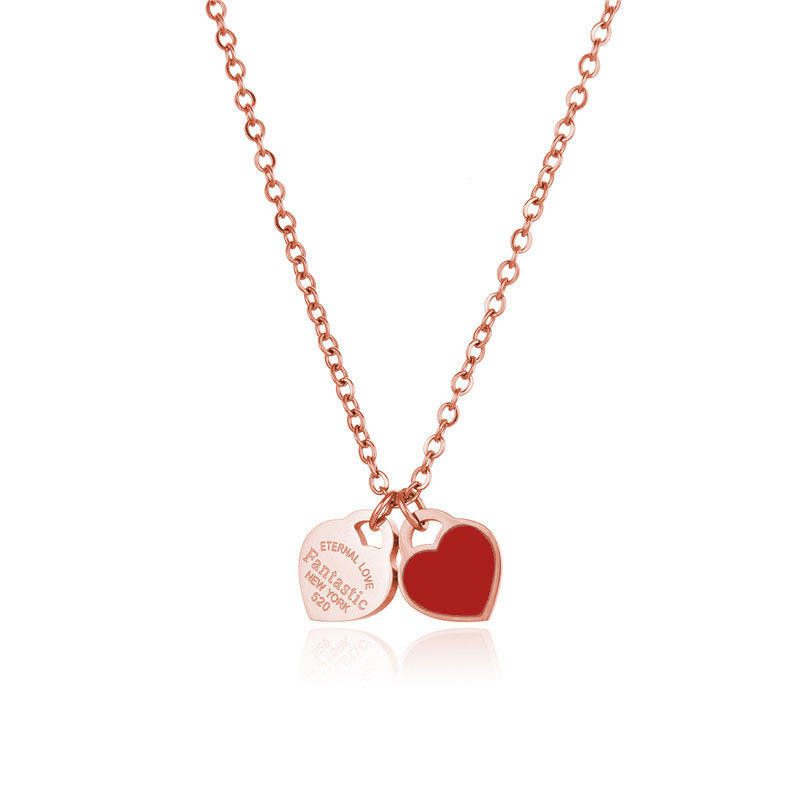11:Double peach heart rose gold red