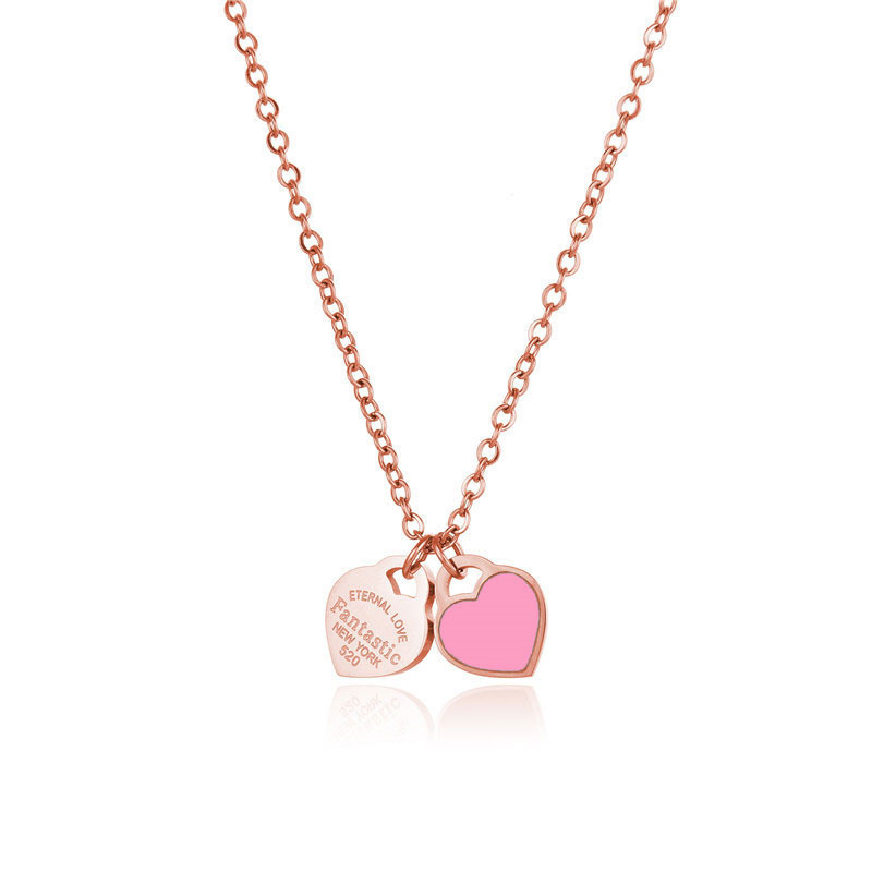 12:Double peach heart rose gold pink