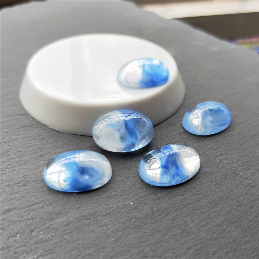 Blue white double color oval 13 * 18mm