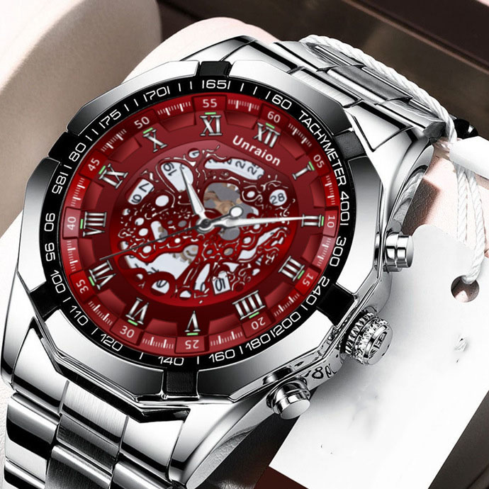 4:101 silver steel red face